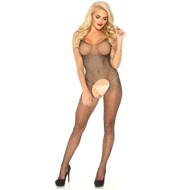 Bodystocking a Rete e Strass Aperto al Cavallo Leg Avenue Seduzione Elegante